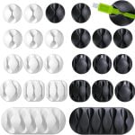 Cable Management 24 Pack Clips Cord Organizer Adhesive Hooks for Office Home